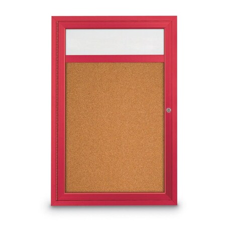 United Visual Products Slim Enclosed Corkboard, 30"x36", Bronze Alum Frame/Amethyst UVEB3036-BRONZE-AMETHY